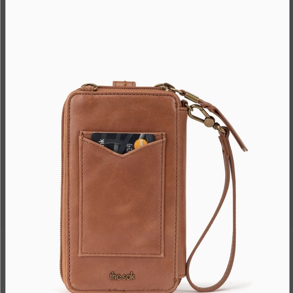 THE SAK Silverlake Smartphone Crossbody - Tobacco Floral Embossed Leather - Picture 8 of 11